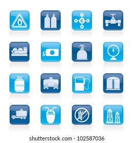 Natural Gas Objects And Icons - Vector Icon Set