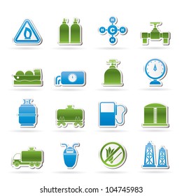 Natural Gas Objects And Icons - Vector Icon Set