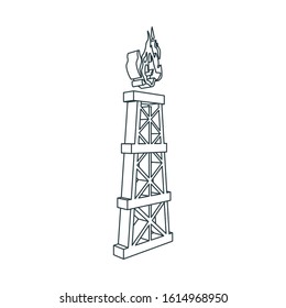 Natural gas and oil mining industry. Gas tower icon.