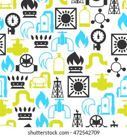 Natural gas production, injection and storage. Industrial seamless pattern.