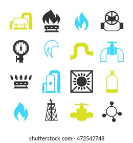 Natural gas production, injection and storage. Set of objects.