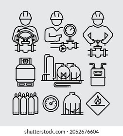 Natural Gas Related Vector Line Icons