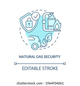 Natural gas security concept icon. Energy security type idea thin line illustration. Fuel for electricity production. Meeting energy needs. Vector isolated outline RGB color drawing. Editable stroke