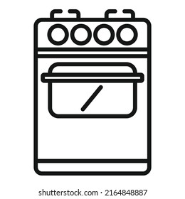 Natural Gas Stove Icon Outline Vector. Kitchen Cooker. Oven Food