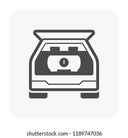 Natural Gas Tank Or Cylinder Pressure Vessel Vector Icon. Use As Container For Installation In Car Or Vehicle To Hold, Storage And Transportation Liquid Compressed Gas I.e. Propane, Lpg, Lng, And Cng.