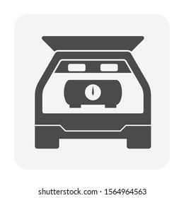 Natural gas tank or cylinder pressure vessel vector icon. Container or equipment for installation in car or vehicle to storage and transportation liquid compressed gas i.e. propane, lpg, lng, and cng.