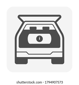 Natural Gas Tank Or Cylinder Pressure Vessel Vector Icon. Use As Container For Installation In Car Or Vehicle To Hold, Storage And Transportation Liquid Compressed Gas I.e. Propane, Lpg, Lng, And Cng.