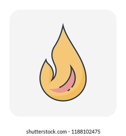 Natural gas vector icon. Also called  flame, fire, fireball or bonfire. Consist of abstract shape or line. Using for icon and logo of oil gas and energy. Also represent of warm, burn, heat and power.