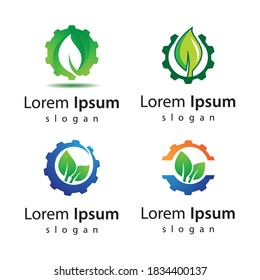 Natural gear logo design illustration