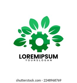 natural gear setting logo design vector