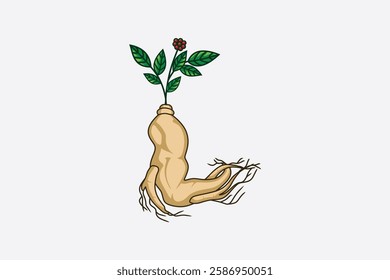 Natural ginger logo design with the concept of a muscular hand