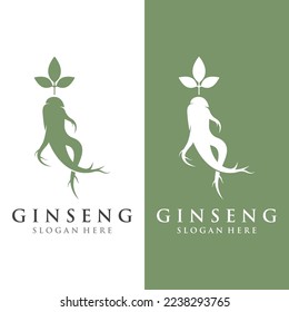 Natural ginseng herb plant logo and leaves.Logo for business, herbal,floral.