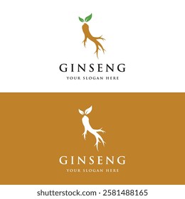 Natural ginseng herb plant logo and leaves.Logo for business, herbal,floral.
