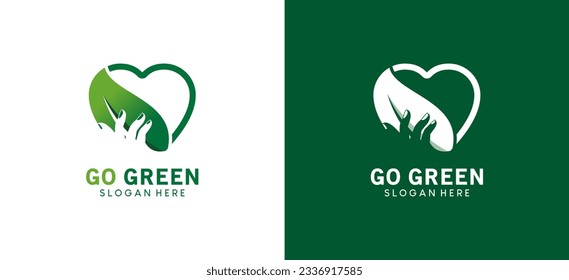 Natural go green love logo creative modern design template