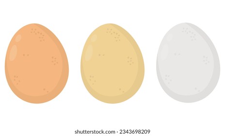 Natural gold, brown and silver eggs for easter isolated on white background. Pattern for ornament.