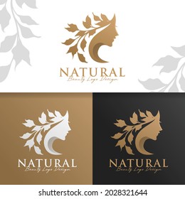 natural gold woman logo template