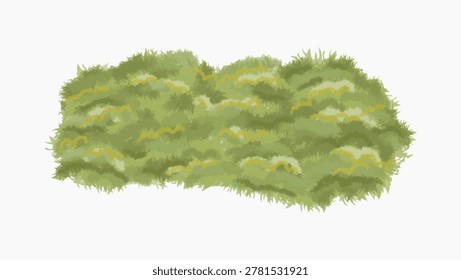 Natural Grass Bush Patch with Mossy Green Texture in Hand Painted Pastel Illustration Style. Great for landscape compositions, mobile game assets, eco campaigns, and spring decorations.