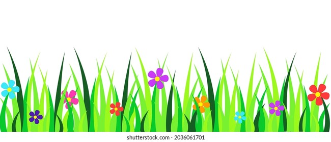 Natural grass and flowers with various colors