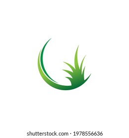 Natural Grass icon logo design vector template illustration