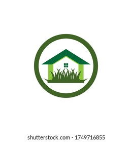 
Plantilla de diseño vectorial del logotipo de la ilustración de hierba natural