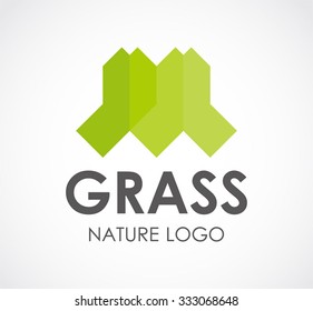 Natural grass ribbon abstract vector and logo design or template growing business icon of company identity symbol concept