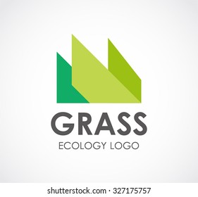 Natural grass triangle abstract vector and logo design or template leave ecology business icon of company identity symbol concept