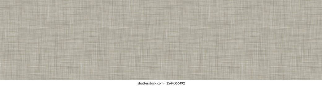 Natural Gray French Linen Texture Border Background. Old Ecru Flax Fibre Seamless Pattern. Organic Yarn Close Up Weave Fabric Ribbon Trim Banner.  Sack Cloth Packaging, Canvas Edging. Vector EPS10