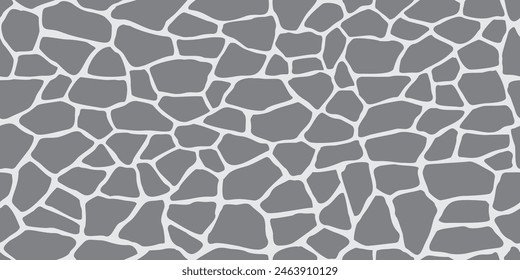 Natural Gray Stone Arrangement Connected Pattern in size 100x200 cm, vector graphic isolated, eps