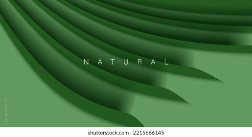 Natural green 3d leaves, abstract background. modern image Trendy eco gradient. Cool background design for website