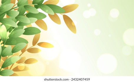 natural green and autumn leaves seasonal background with bokeh effect vector