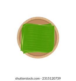 Natural Green Banana Leaf Plate Illustration Logo