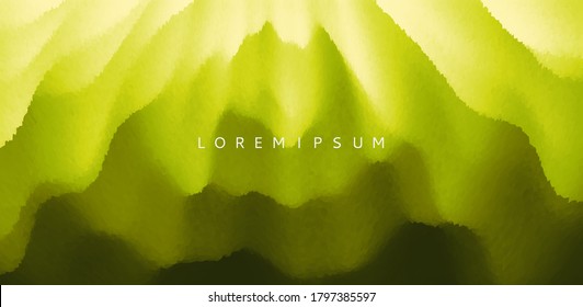 Natural green blurred background. Mossy tree trunk in summer forest scene. Abstract vector illustration. 