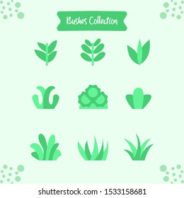 Natural green bush vector set, for background environment design