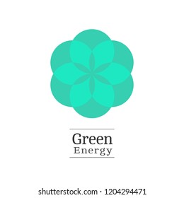 Natural green circle shape logo vector. Illustration of endless power of nature in round shapes. Symple flat design, isolated on white background.