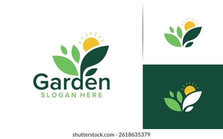 Natural green garden logo, agricultural, farm logo, lettering garden, gardening, agriculture, farm vector design template