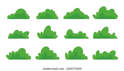 natural green grass bushes decorate environmental ecology cartoon scene