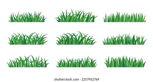 natural green grass bushes decorate environmental ecology cartoon scene