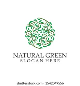 Natural green leaf abstract logo vector design templates emblems icon for holistic medicine centers 