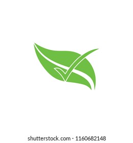 natural green leaf check mark symbol vector