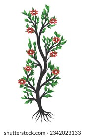 Natural green leaf flower tree plant isolated on white background for summer, spring, and other seasons.