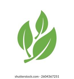 Natural Green Leaf Icon Vector Template