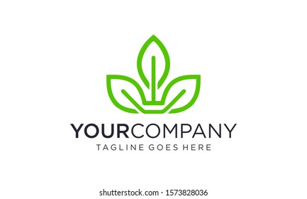 Natural green leaf logo design vector on white background	
