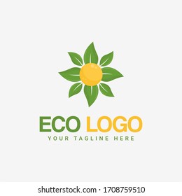 Natural Green Leaf Logo Design, Environmentally Friendly Organic Icon Vector