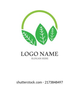 Natural green leaf logo. Logo design in modern style.Logo for health and care.