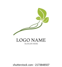 Natural green leaf logo. Logo design in modern style.Logo for health and care.