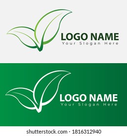 plantilla de logotipo de hoja verde natural