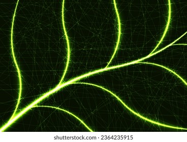 Natural green leaf science line digital decoration movement background.  vector illustration.