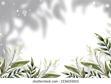 Natural green leaves watercolor background vector template design great for cards, banners, headers, party posters or decorate your artwork.