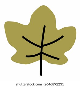 Hoja verde natural multi-lobulada, estilo botánico y Vector plano.