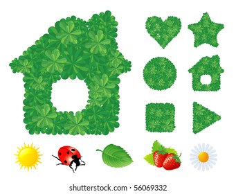 Natural green summer icons. Vector.